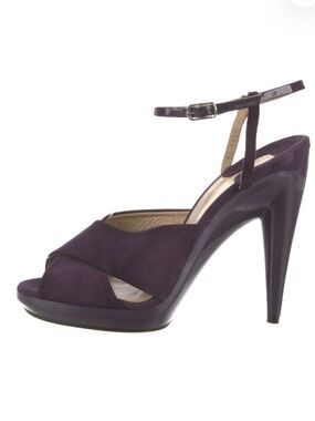 Chloe Purple Suede Platform Ankle-Strap Heels
